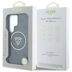 Guess 4G Glitter Triangle Buttons MagSafe dėklas skirtas Samsung Galaxy S25 Ultra juodas -- Samsung Galaxy S25 Ultra