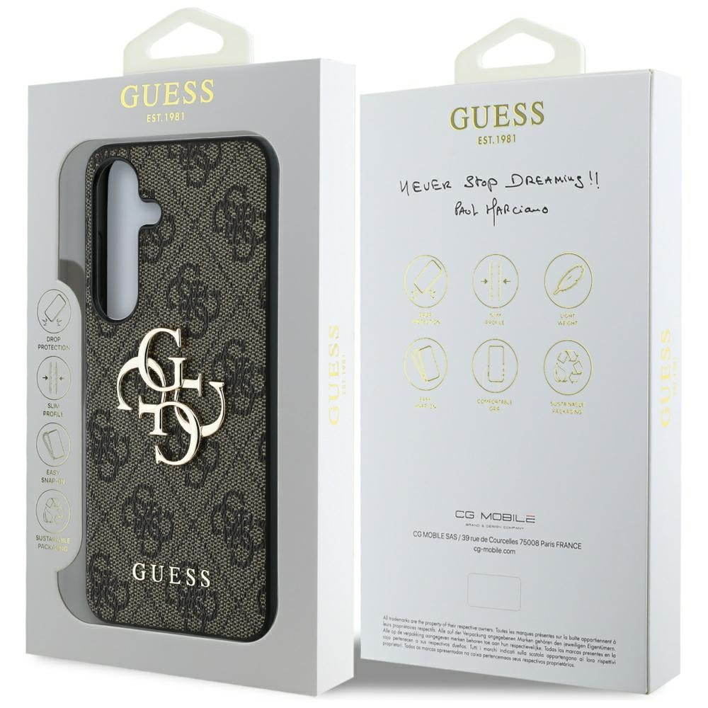 Guess Big 4G dėklas Samsung Galaxy S25+ – rudas