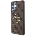 Guess Big 4G Logo Classic Logo dėklas Samsung Galaxy S25 Ultra, rudas -- Samsung Galaxy S25 Ultra