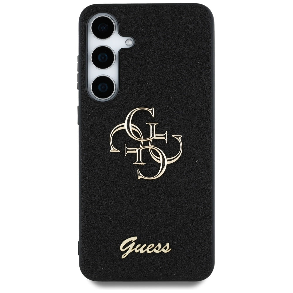 Guess Fixed Glitter Big 4G Metal Logo dėklas Samsung Galaxy S25+ – juodas -- Samsung Galaxy S25+