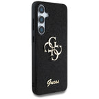 Guess Fixed Glitter Big 4G Metal Logo dėklas Samsung Galaxy S25+ – juodas -- Samsung Galaxy S25+
