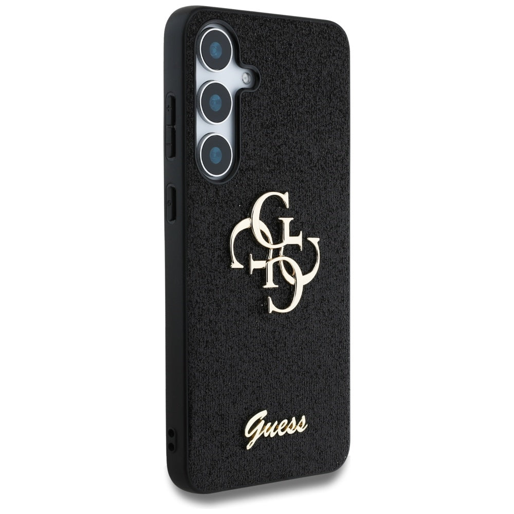 Guess Fixed Glitter Big 4G Metal Logo dėklas Samsung Galaxy S25+ – juodas -- Samsung Galaxy S25+