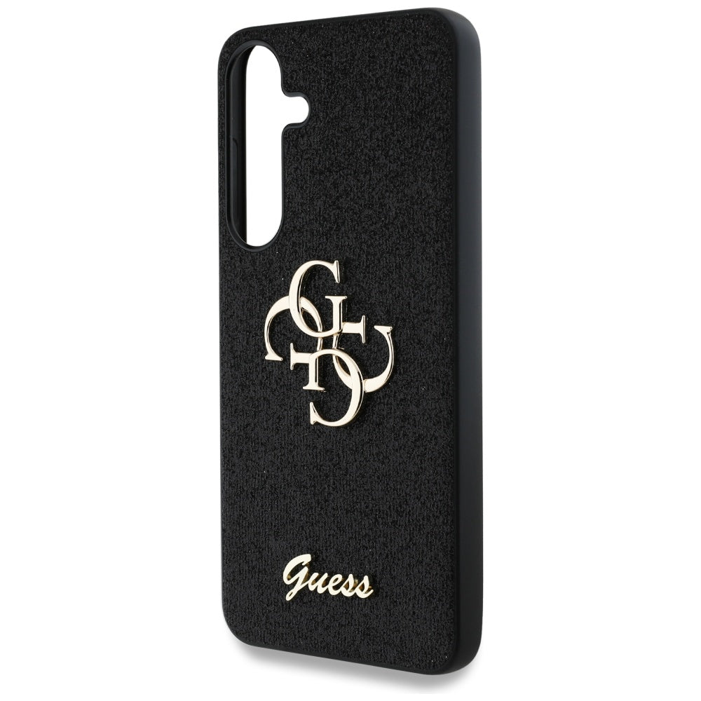 Guess Fixed Glitter Big 4G Metal Logo dėklas Samsung Galaxy S25+ – juodas -- Samsung Galaxy S25+