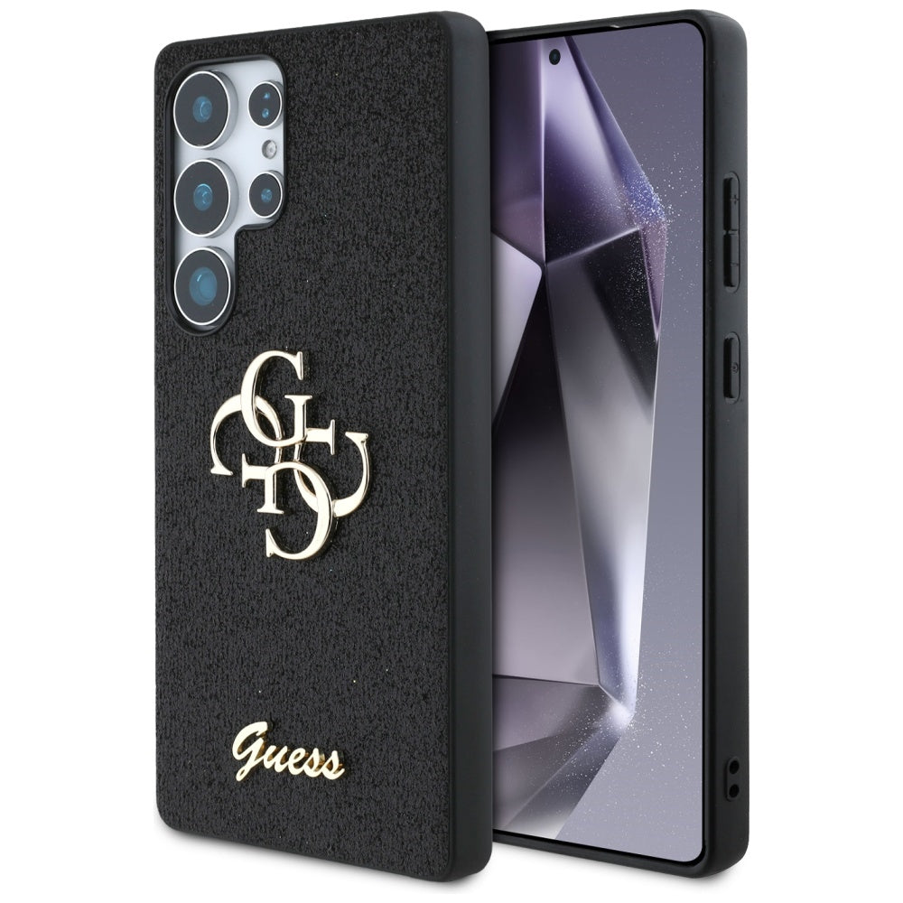 Guess blizgus 4G dėklas Samsung Galaxy S25 Ultra – juodas