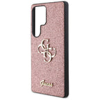 Guess Fixed Glitter Big 4G Metal Logo dėklas, skirtas Samsung Galaxy S25 Ultra, rožinis -- Samsung Galaxy S25 Ultra