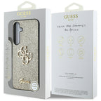 Guess blizgantis dėklas Samsung Galaxy S25 – auksinis