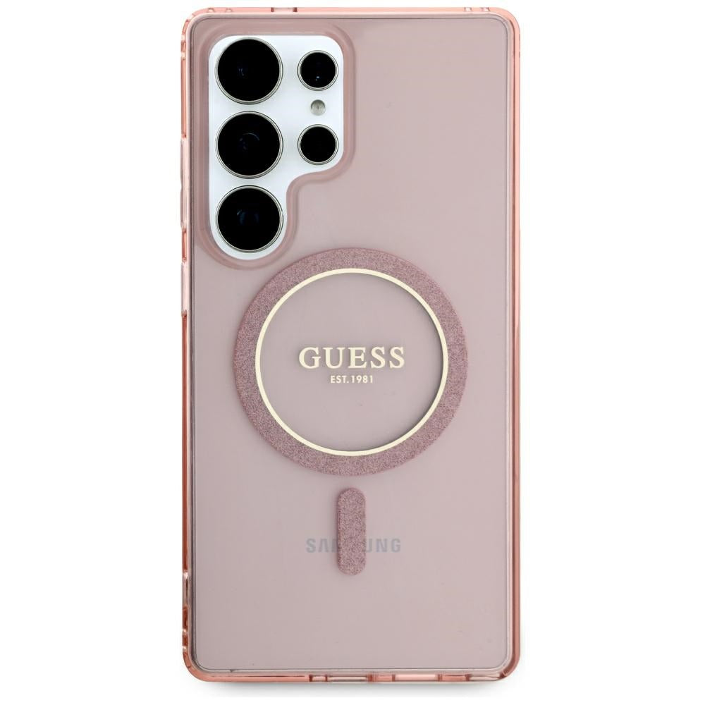 Guess MagSafe dėklas Samsung Galaxy S25 Ultra – rožinis -- Samsung Galaxy S25 Ultra