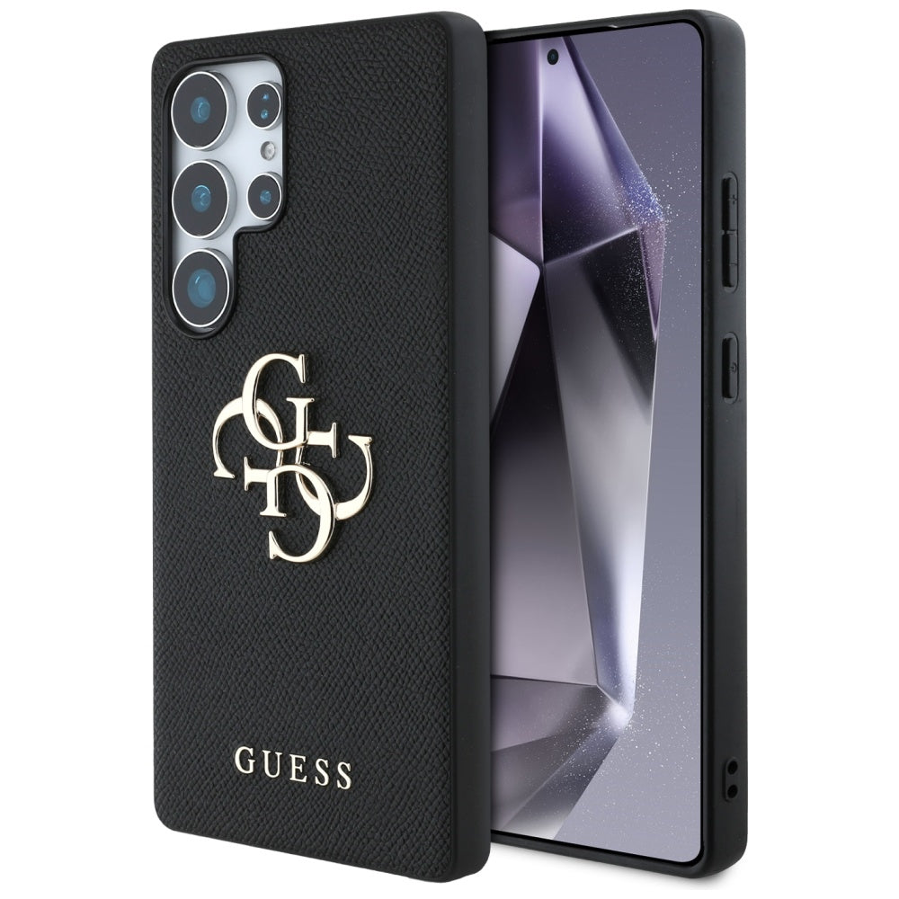 Guess Grained Big 4G Logo Small Classic Logo dėklas Samsung Galaxy S25 Ultra - juoda -- Samsung Galaxy S25 Ultra