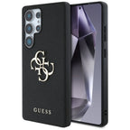 Guess Grained Big 4G Logo Small Classic Logo dėklas Samsung Galaxy S25 Ultra - juoda -- Samsung Galaxy S25 Ultra