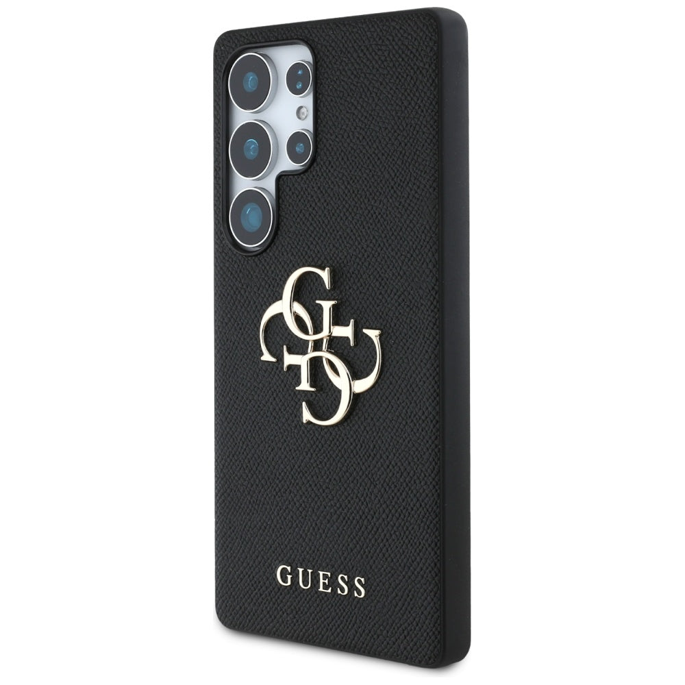 Guess Grained Big 4G Logo Small Classic Logo dėklas Samsung Galaxy S25 Ultra - juoda -- Samsung Galaxy S25 Ultra