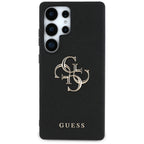 Guess Grained Big 4G Logo Small Classic Logo dėklas Samsung Galaxy S25 Ultra - juoda -- Samsung Galaxy S25 Ultra