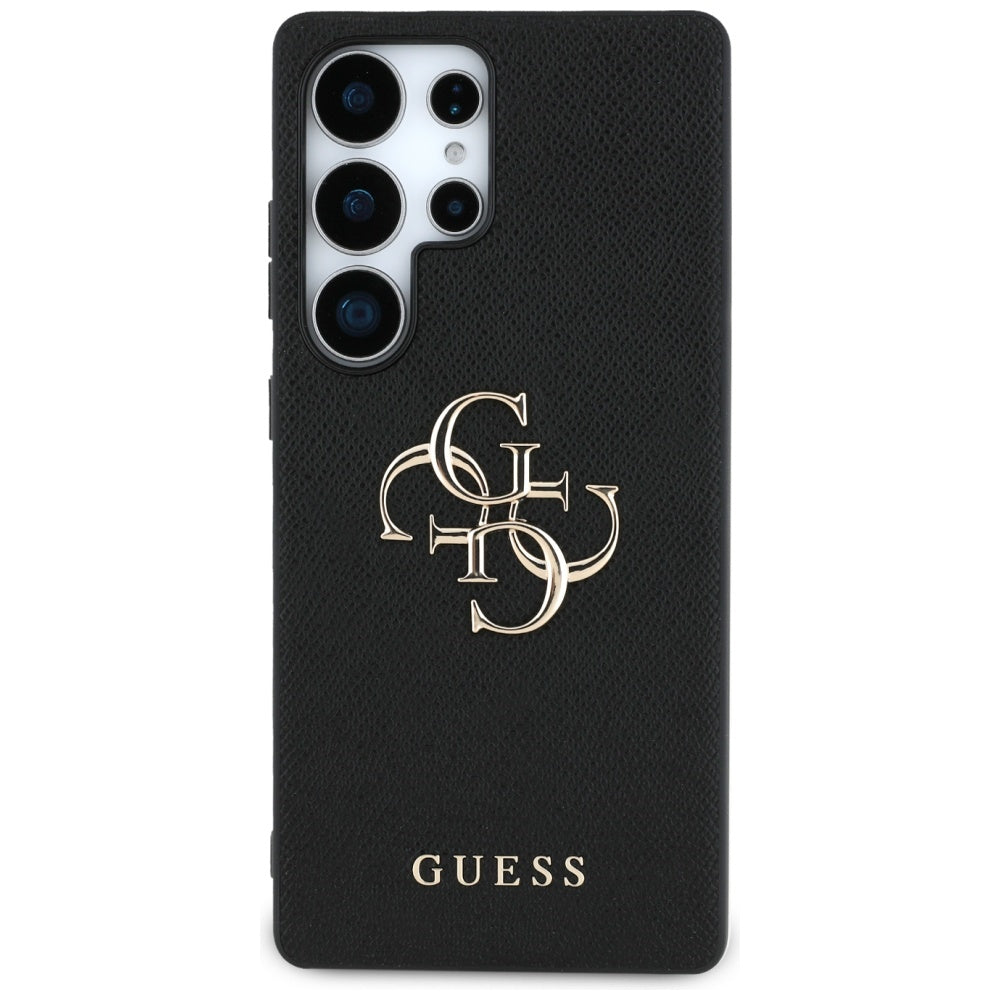 Guess Grained Big 4G Logo Small Classic Logo dėklas Samsung Galaxy S25 Ultra - juoda -- Samsung Galaxy S25 Ultra