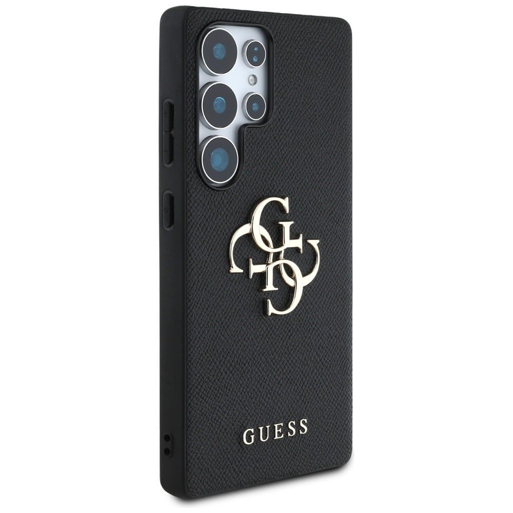 Guess Grained Big 4G Logo Small Classic Logo dėklas Samsung Galaxy S25 Ultra - juoda -- Samsung Galaxy S25 Ultra