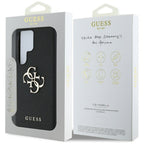Guess Grained Big 4G Logo Small Classic Logo dėklas Samsung Galaxy S25 Ultra - juoda -- Samsung Galaxy S25 Ultra