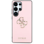 Guess Grained Big 4G Logo Small Classic Logo dėklas Samsung Galaxy S25 Ultra - rožinė -- Samsung Galaxy S25 Ultra