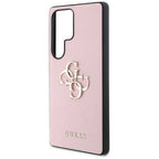 Guess Grained Big 4G Logo Small Classic Logo dėklas Samsung Galaxy S25 Ultra - rožinė -- Samsung Galaxy S25 Ultra