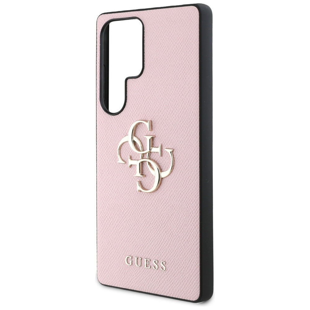 Guess Grained Big 4G Logo Small Classic Logo dėklas Samsung Galaxy S25 Ultra - rožinė -- Samsung Galaxy S25 Ultra