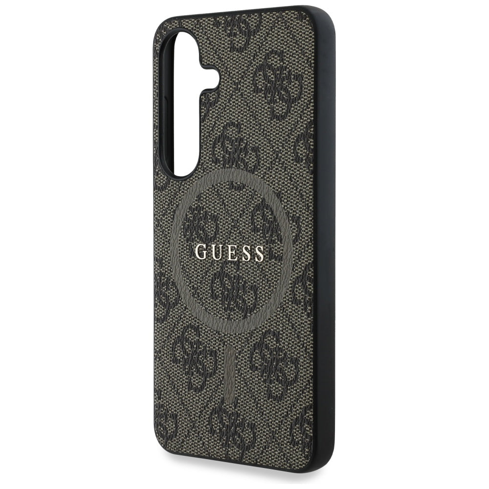 Guess odinis MagSafe dėklas Samsung Galaxy S25 – rudas