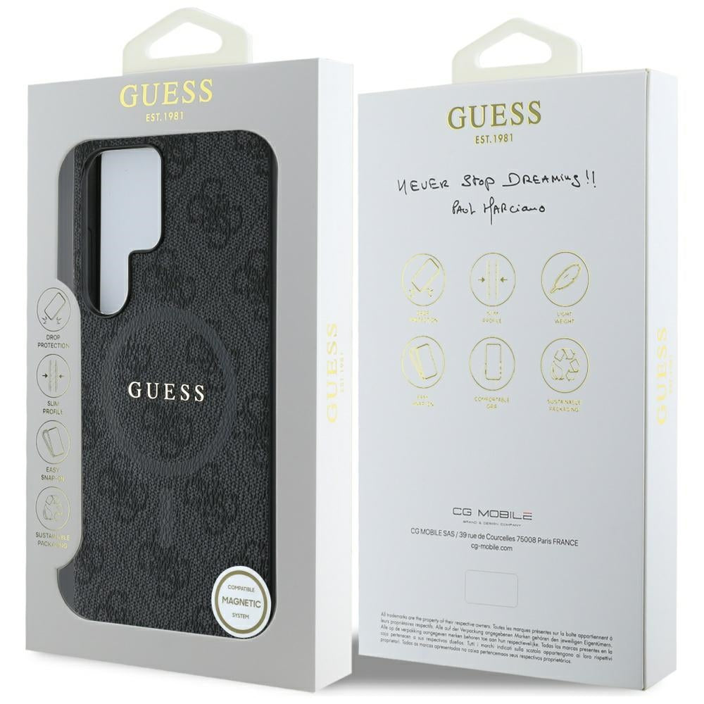 Guess odinis MagSafe dėklas Galaxy S25 Ultra – juodas