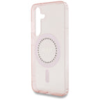 Guess MagSafe dėklas Galaxy S25 – rožinis su cirkoniais