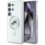 Karl Lagerfeld Button Karl & Choupette Heads Printed Logo MagSafe dėklas, skirtas Samsung Galaxy S25 Ultra, baltas --...