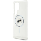 Karl Lagerfeld Button Karl & Choupette Heads Printed Logo MagSafe dėklas, skirtas Samsung Galaxy S25 Ultra, baltas --...
