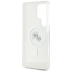 Karl Lagerfeld Button Karl & Choupette Heads Printed Logo MagSafe dėklas, skirtas Samsung Galaxy S25 Ultra, baltas --...