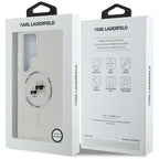 Karl Lagerfeld Button Karl & Choupette Heads Printed Logo MagSafe dėklas, skirtas Samsung Galaxy S25 Ultra, baltas --...