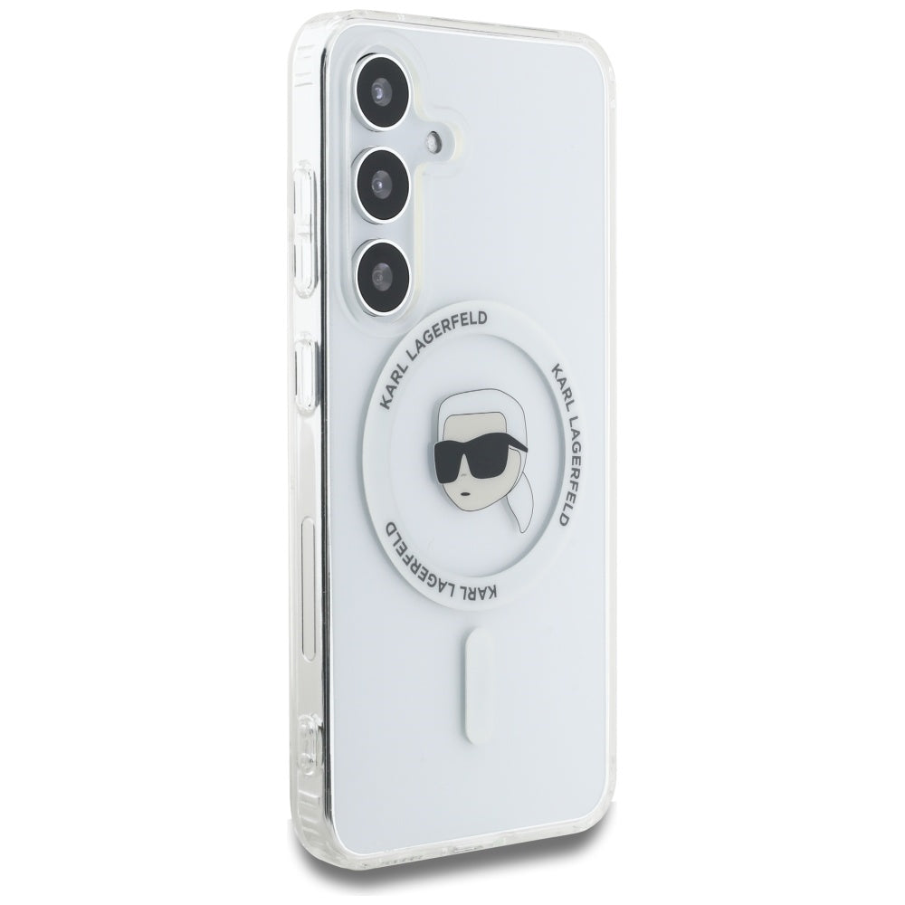 Karl Lagerfeld MagSafe dėklas Galaxy S25 – baltas