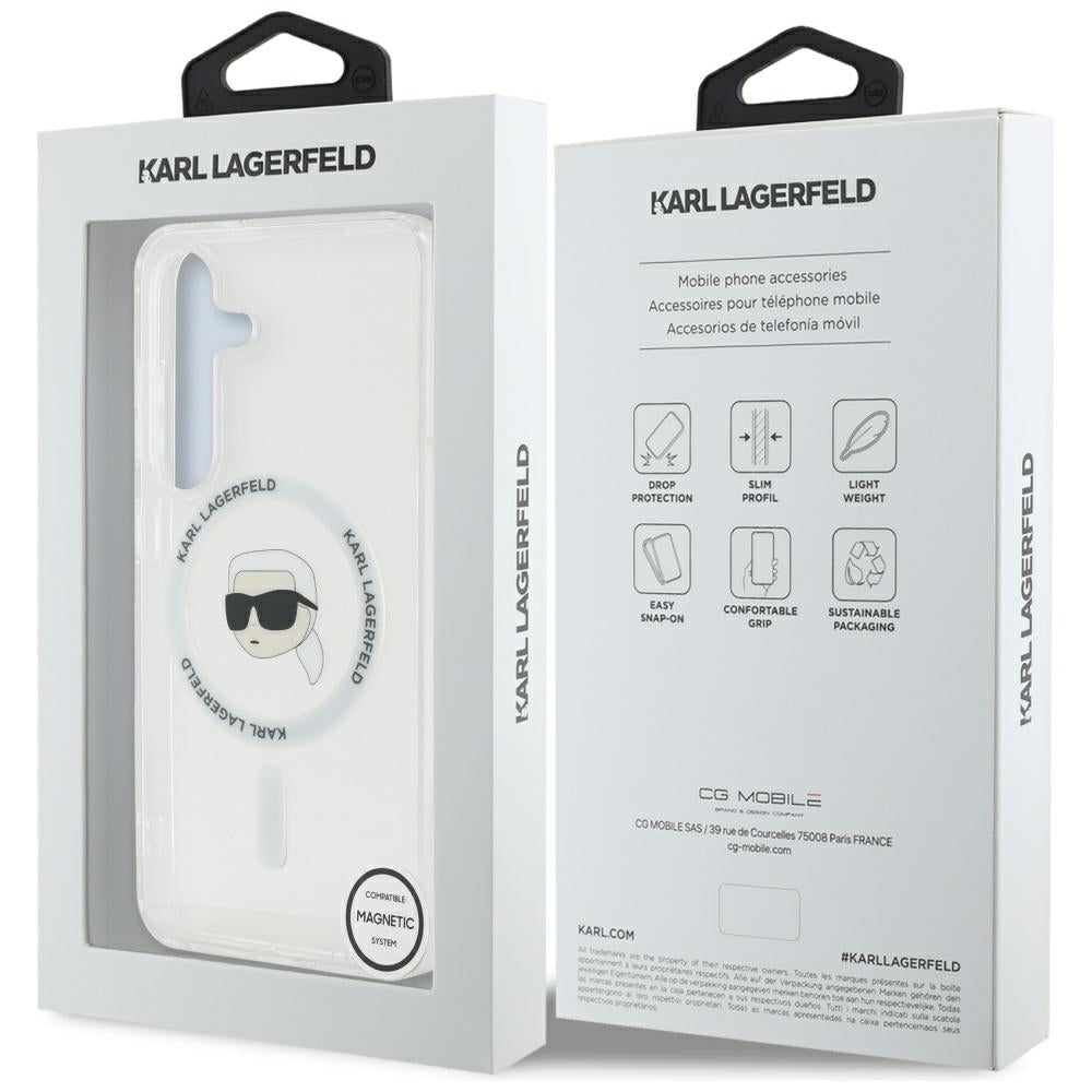 Karl Lagerfeld MagSafe dėklas Galaxy S25 – baltas
