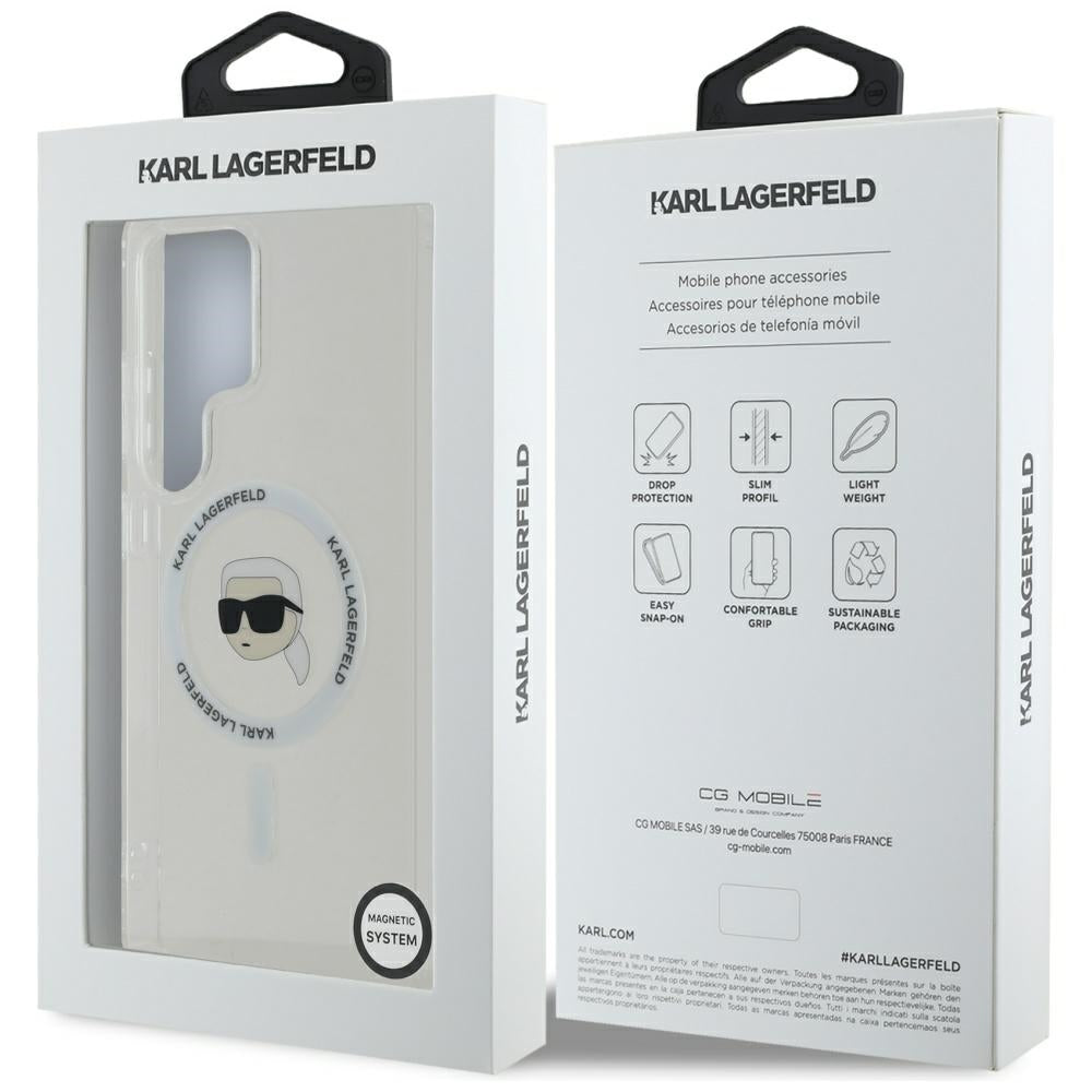 Karl Lagerfeld MagSafe dėklas Galaxy S25 Ultra – baltas
