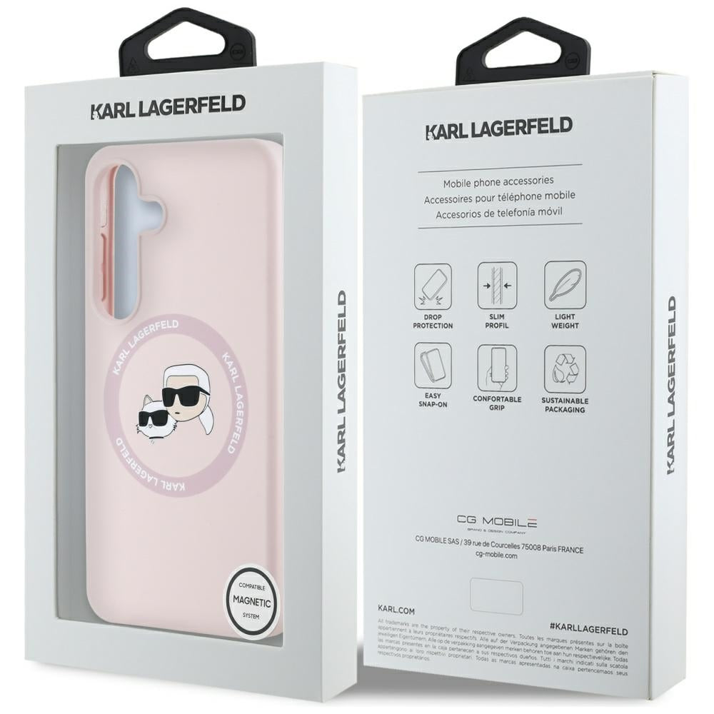 Karl Lagerfeld MagSafe dėklas Galaxy S25+ – rožinis