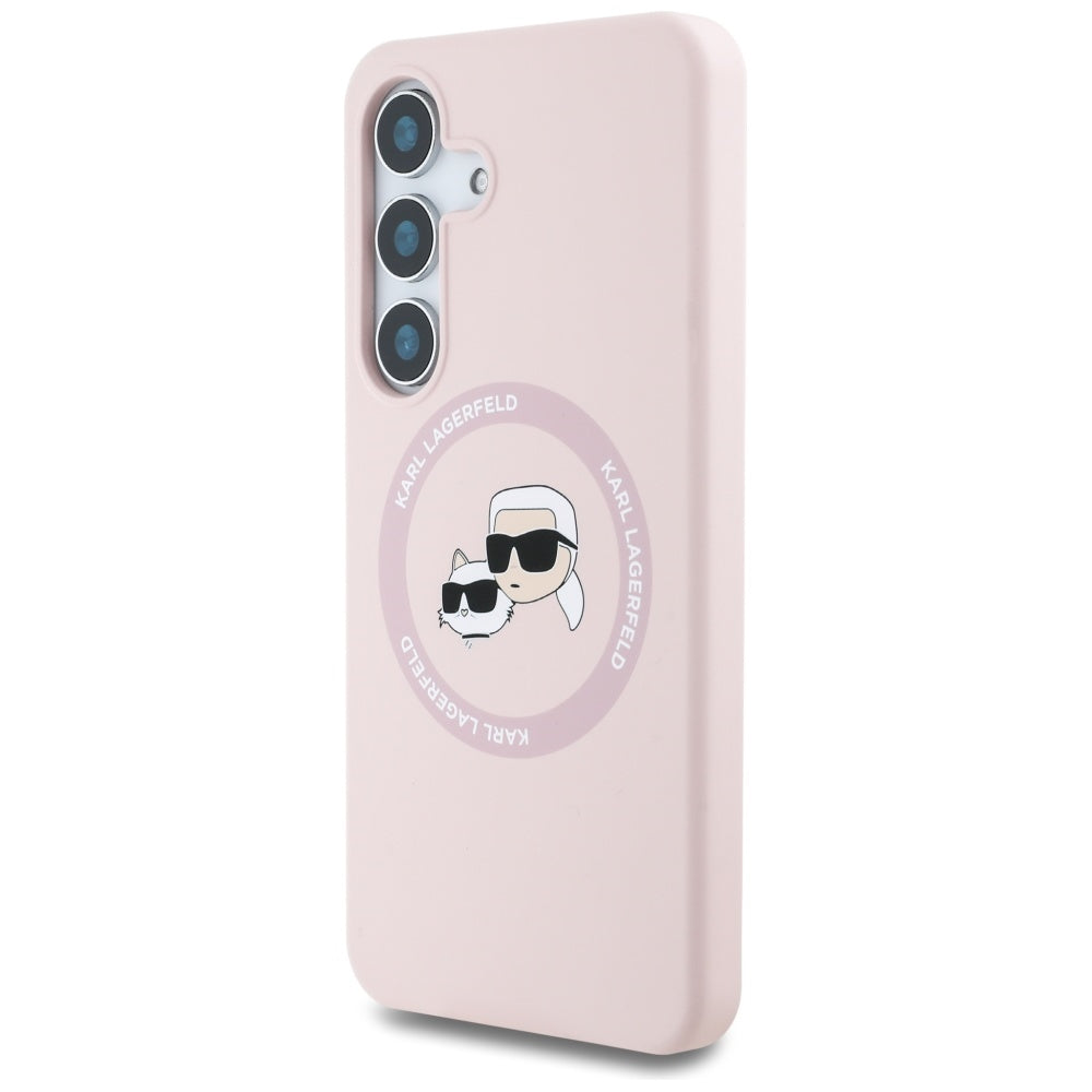 Karl Lagerfeld silikoninis MagSafe dėklas Galaxy S25 – rožinis