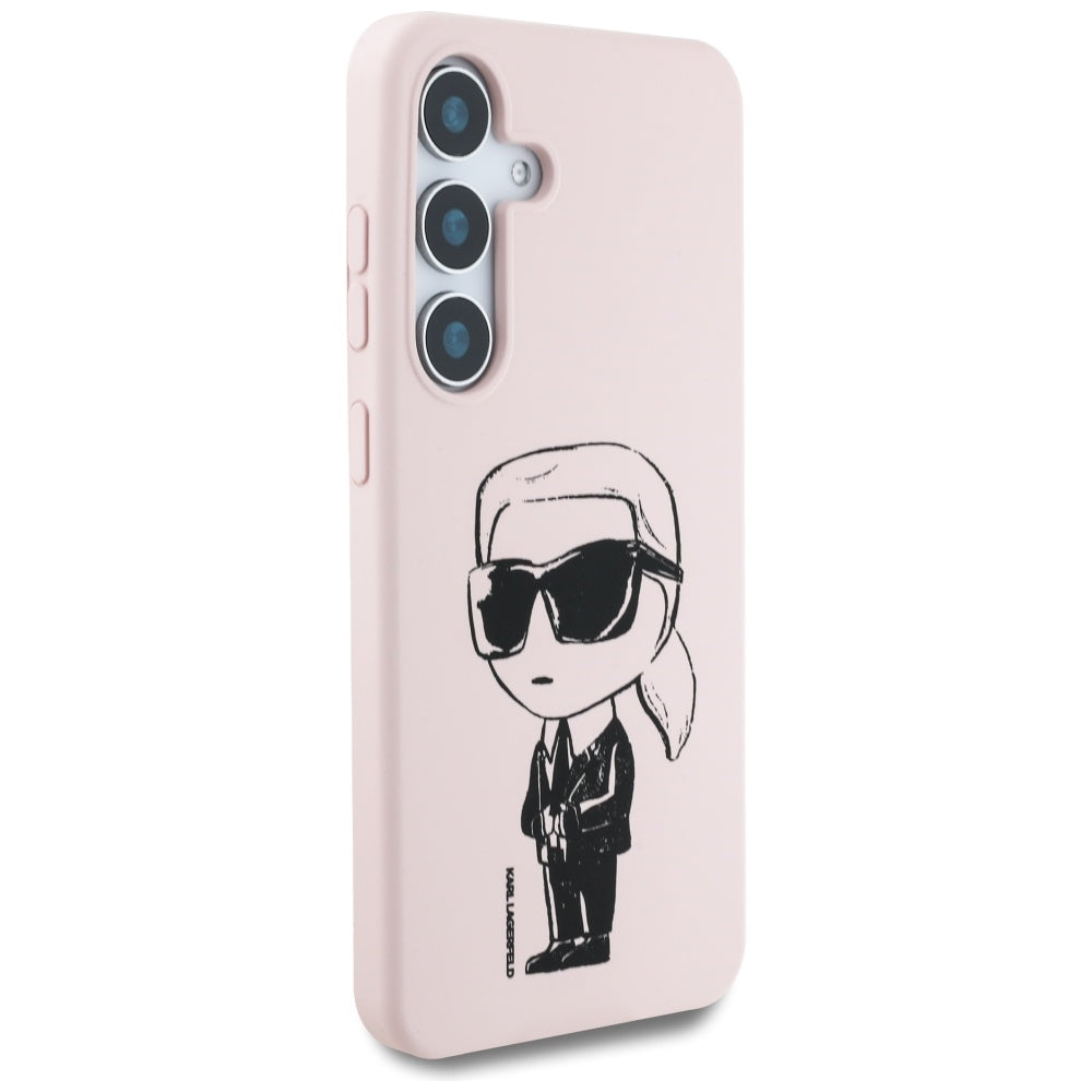 Karl Lagerfeld silikoninis MagSafe dėklas Galaxy S25 – rožinis -- Samsung Galaxy S25