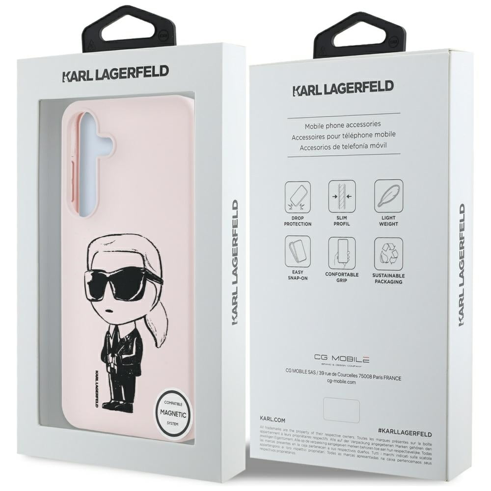 Karl Lagerfeld silikoninis MagSafe dėklas Galaxy S25 – rožinis -- Samsung Galaxy S25