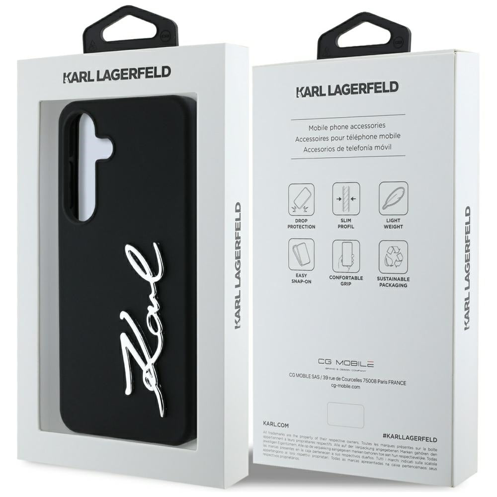Karl Lagerfeld silikoninis dėklas Samsung Galaxy S25 – juodas