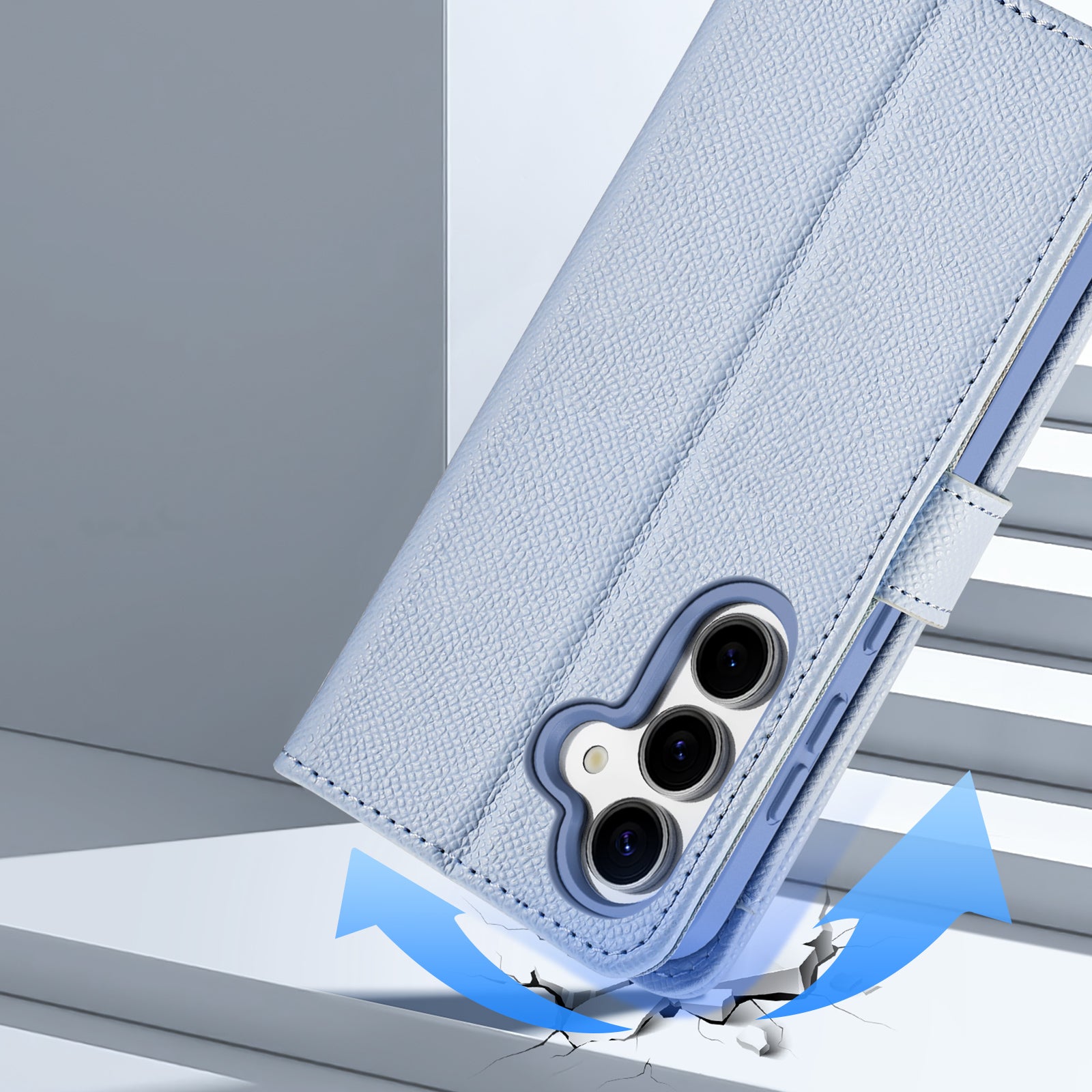 Dux Ducis Lava odinis dėklas Samsung S25+ su pinigine – mėlynas