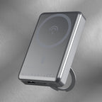 Dudao išorinė baterija K28 10000mAh PD 22.5W MagSafe su metaliniu korpusu ir žiedo stovu - pilkas
