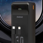 Dudao Išorinė baterija K15MAX 30000mAh PD 22.5W su integruotais laidais - juodas