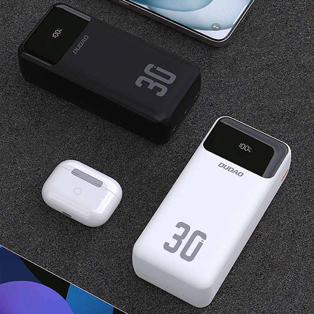 Dudao Išorinė baterija K15MAX 30000mAh PD 22.5W su integruotais laidais - juodas