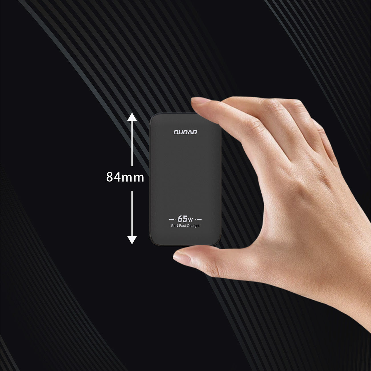 Dudao kelioninis sieninis įkroviklis A65Q 65W GaN USB-A / USB-C PD itin plonas EU / US - juodas