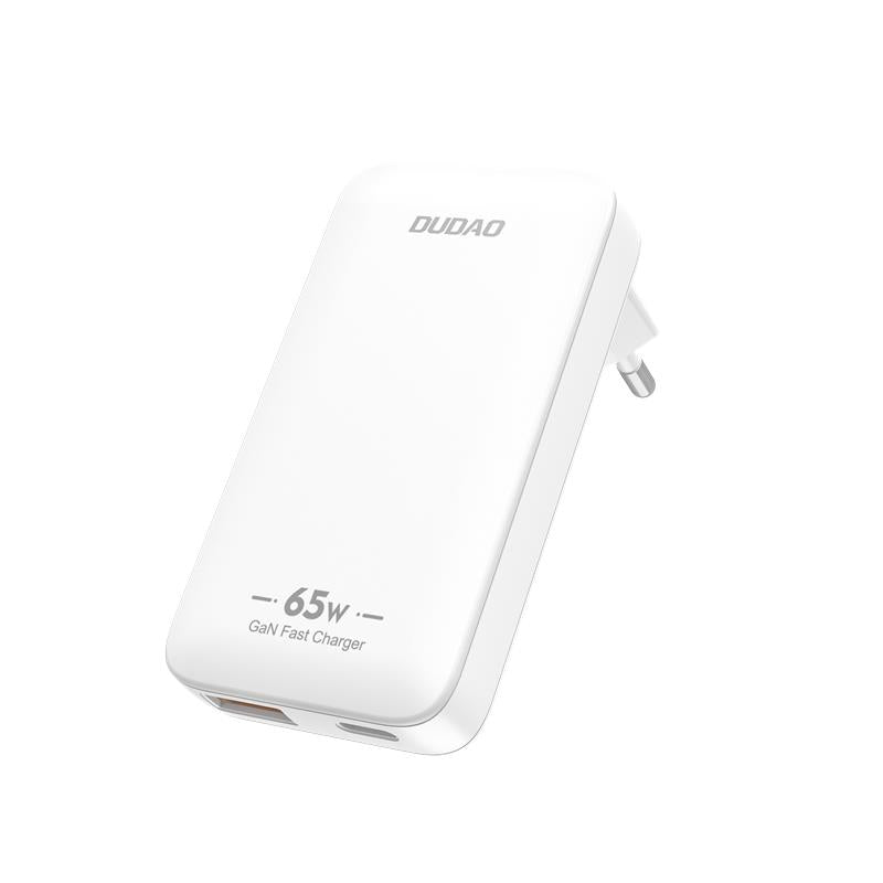 Dudao kelioninis sieninis įkroviklis A65Q 65W GaN USB-A / USB-C PD itin plonas EU / US - baltas