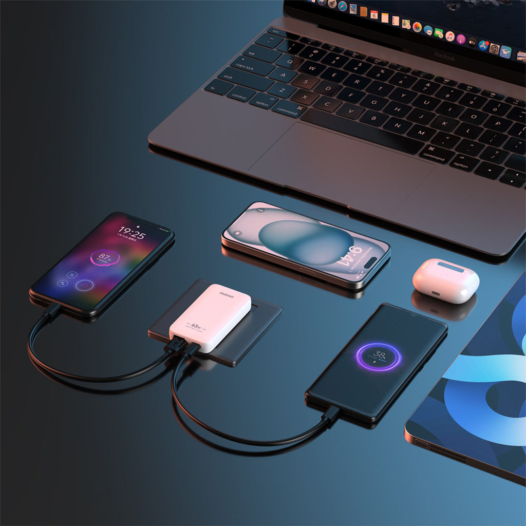 Dudao kelioninis sieninis įkroviklis A65Q 65W GaN USB-A / USB-C PD itin plonas EU / US - baltas