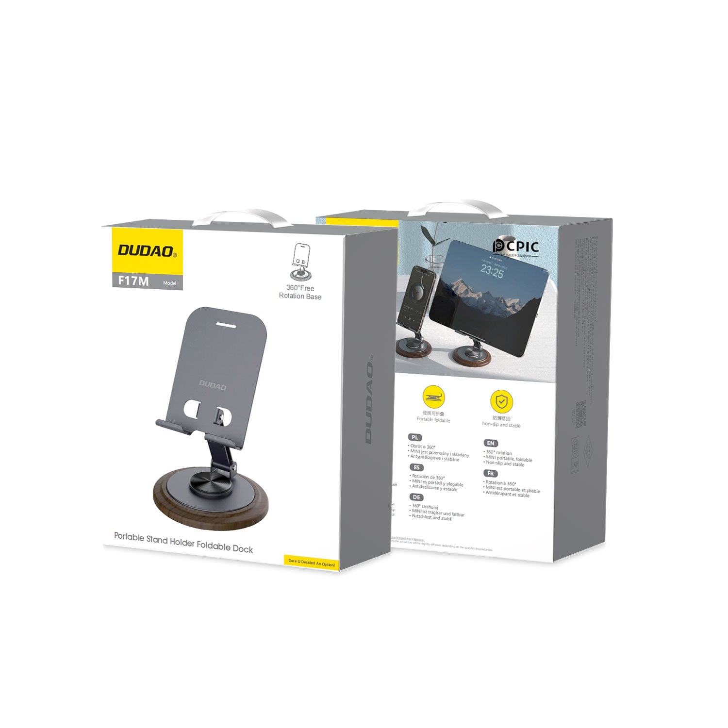 Dudao F17M 360° metalinis telefono stovas pilkas