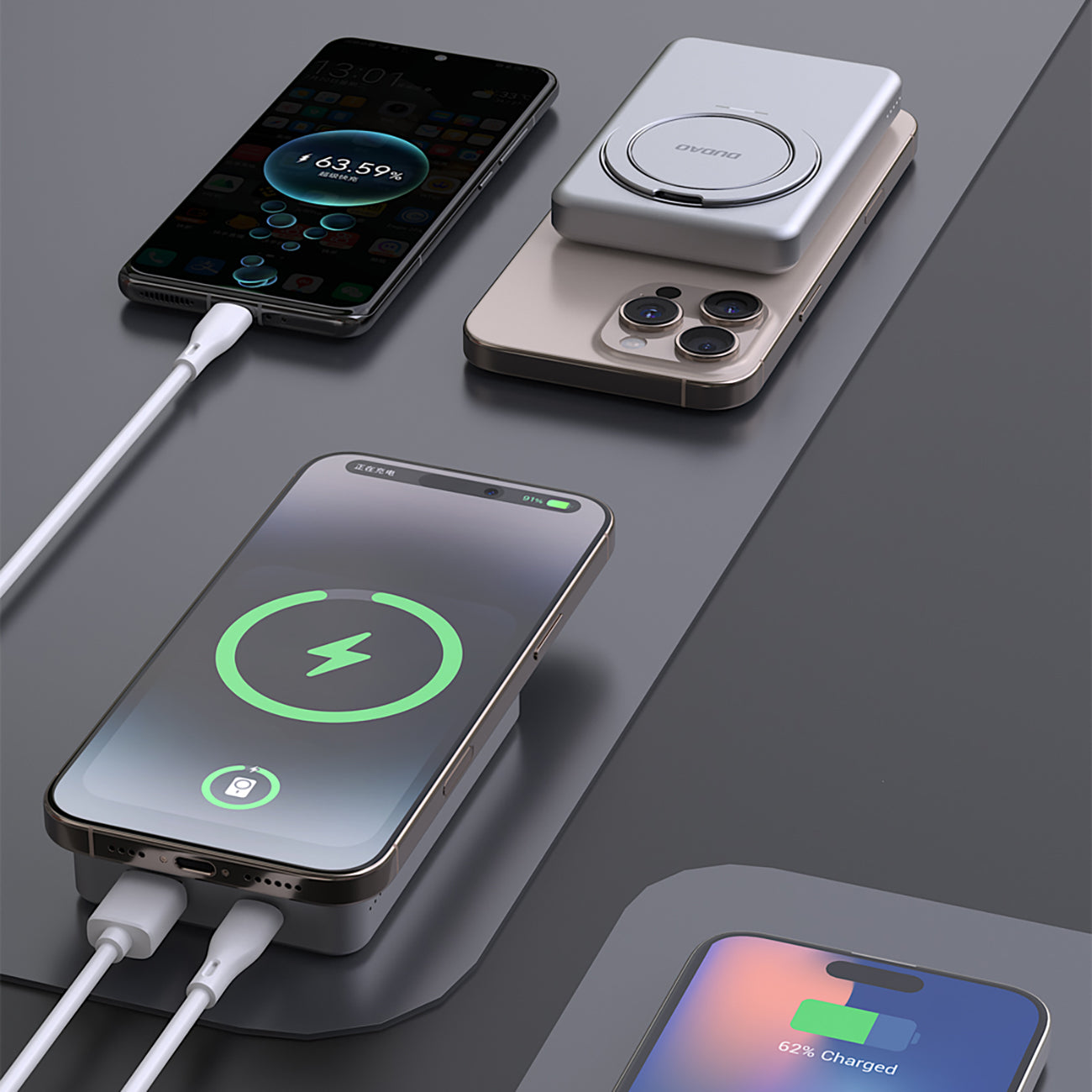 Dudao Išorinė baterija K28S 20W PD 5000mAh su MagSafe ir stovu - sidabrinis