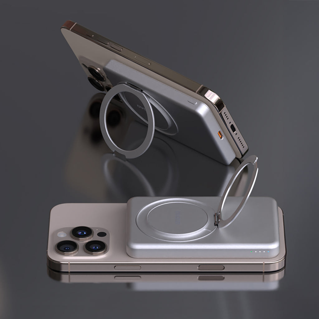Dudao Išorinė baterija K28S 20W PD 5000mAh su MagSafe ir stovu - sidabrinis