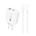 A6MaxL sieninis įkroviklis 20W USB-A USB-C su 1m USB-C - Lightning laidu - baltas