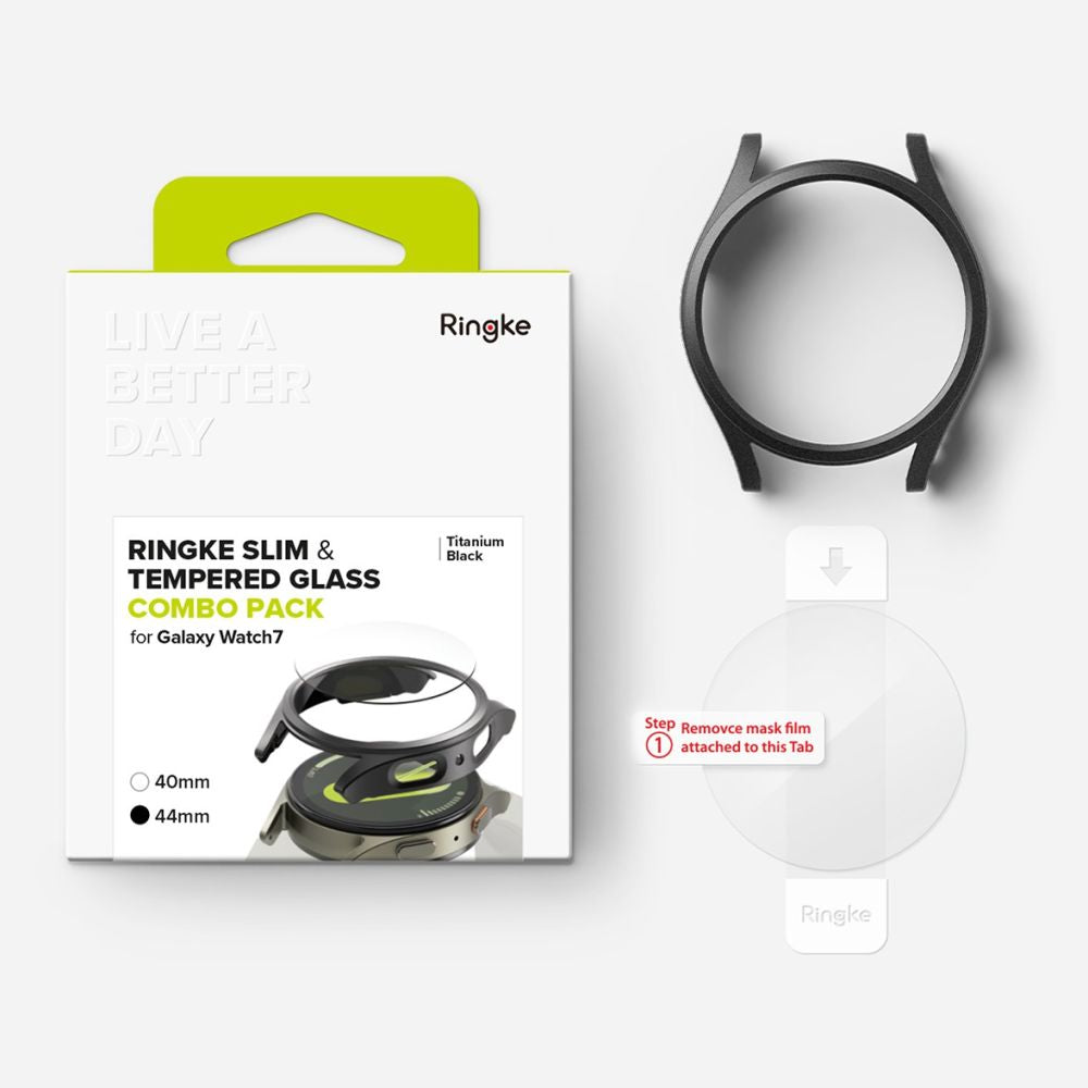Ringke dėklas su stiklu Galaxy Watch 7 44 mm – juodas -- Samsung Galaxy Watch 7 (44mm)