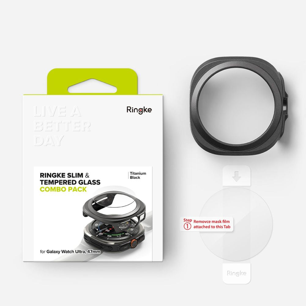 Ringke Slim dėklas + stiklas Galaxy Watch Ultra 47 mm – juodas -- Samsung Galaxy Watch Ultra (47mm)
