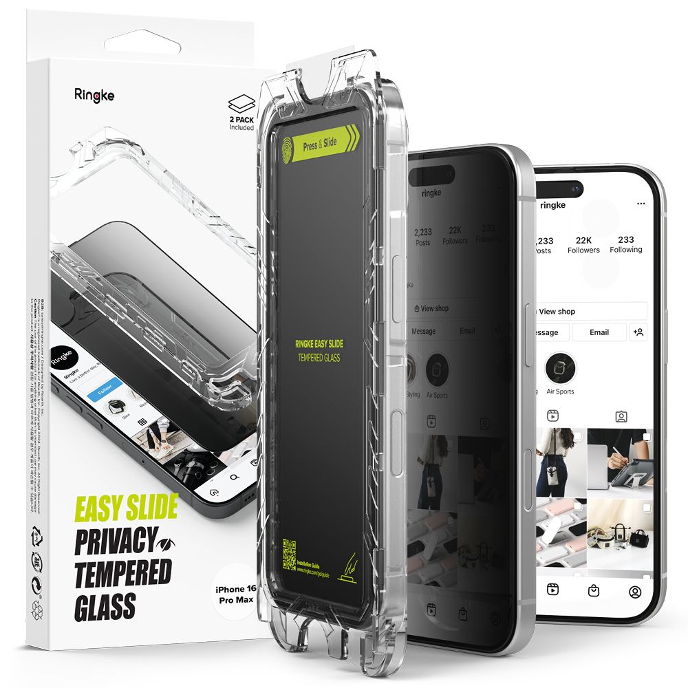 Ringke Easy Slide privatumo stiklas iPhone 16 Pro Max, 2 vnt. -- iPhone 16 Pro Max